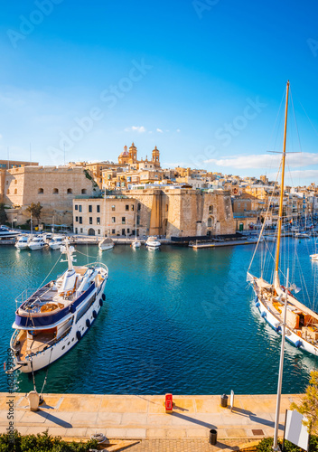 Panoramic view of beautiful Isla Basilica and old town of Birgu, Malta