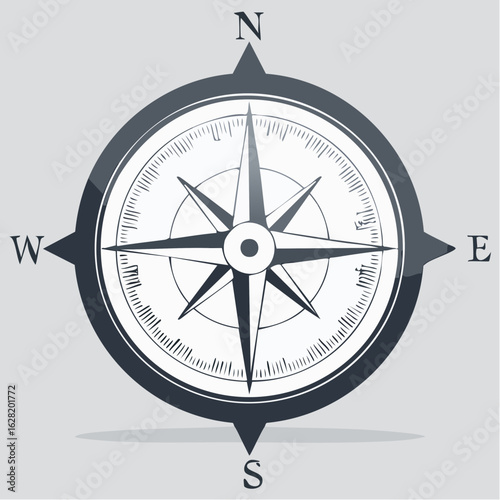 Minimalist silhouette compass sketch illustration.