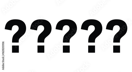 Five Black Question Marks.  vector , silhouette design