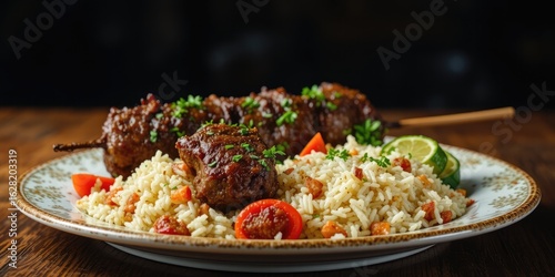 Delicious Turkish Etli Pilav with Roasted Lamb Kebab