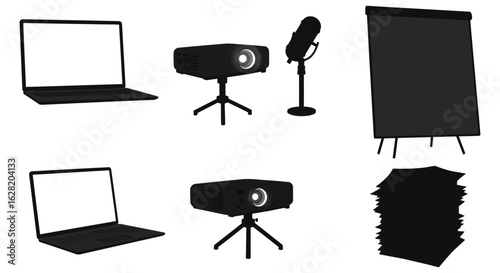 Presentation Equipment Silhouette Set.  vector , silhouette design