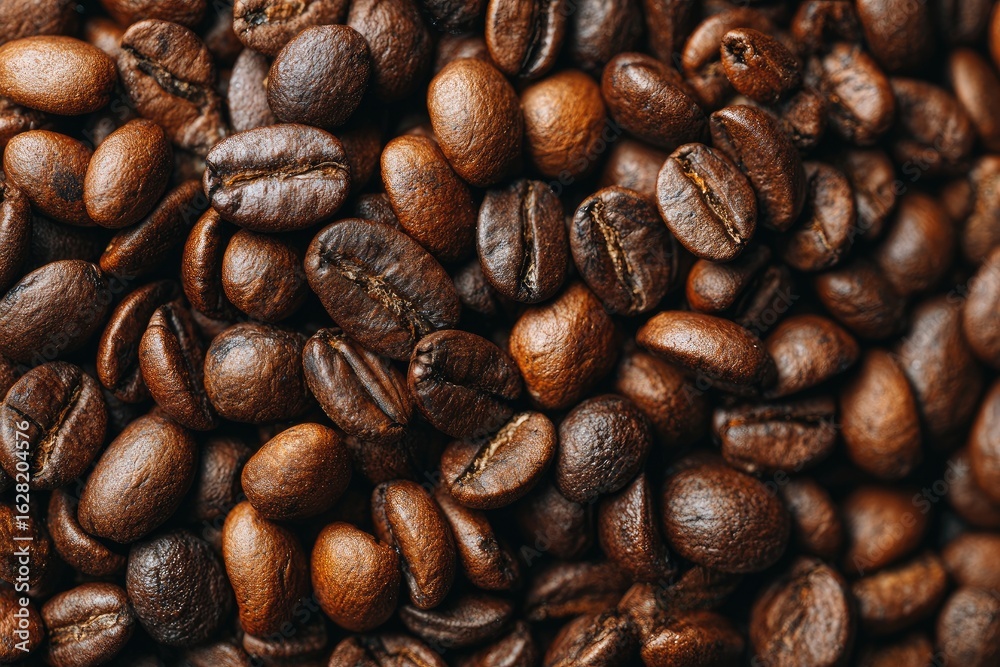 Naklejka premium Close-up of roasted coffee beans