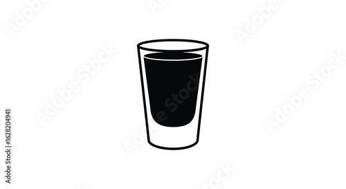 Simple Black and White Illustration of a Shot Glass.  vector , silhouette design