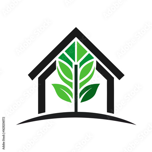 Modern House Logo Design on Black Background. A clean minimalist logo featuring a stylized house graphic