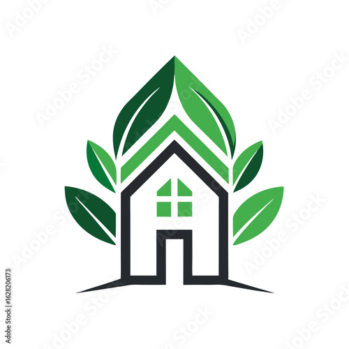 Modern House Logo Design on Black Background. A clean minimalist logo featuring a stylized house graphic