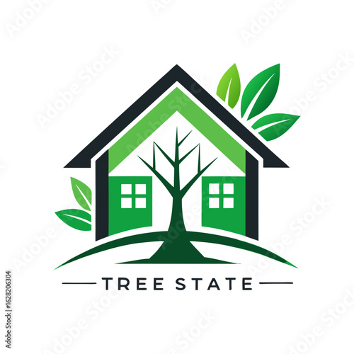 Modern House Logo Design on Black Background. A clean minimalist logo featuring a stylized house graphic