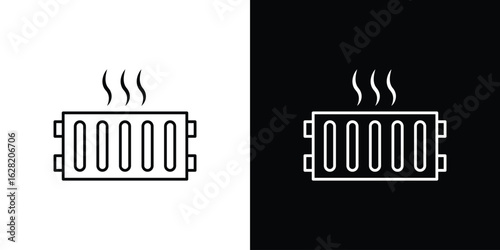 Radiator icon or logo, simple minimal style. outline doodle icon.