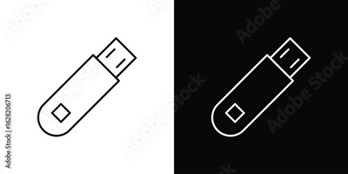 usb drive icon or logo, simple minimal style. outline doodle icon.