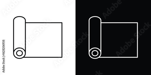 Yoga mat icon or logo, simple minimal style. outline doodle icon.