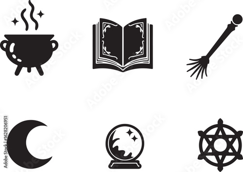Magical witchy elements for design, illustration, and mystical concepts