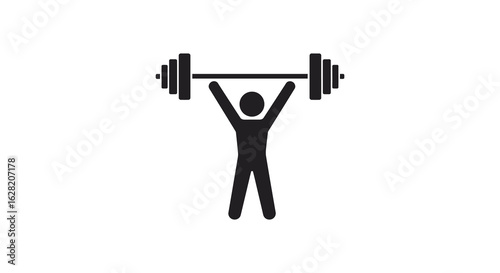 Weightlifting Silhouette Illustration of a Person Lifting Barbell Over Head