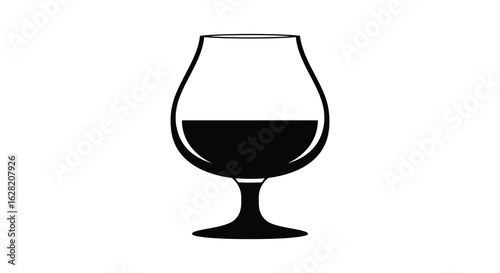 Elegant Wine Glass Silhouette with Red Wine Filling Illustration