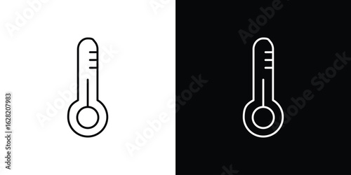 Thermometer icon or logo, simple minimal style. outline doodle icon.