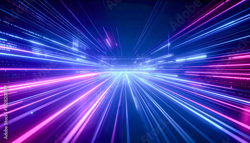 A striking digital wallpaper with a glitch effect and neon elements, ideal for gaming backgrounds, social media content, or as a texture for motion graphics.