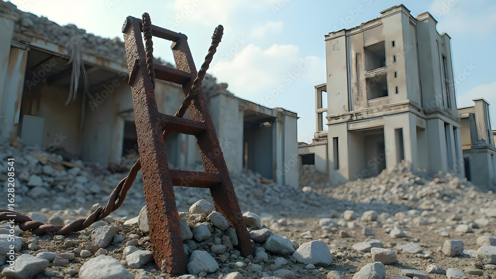Fototapeta premium The Crumbling Foundation: Infrastructure Decay and Economic Decline