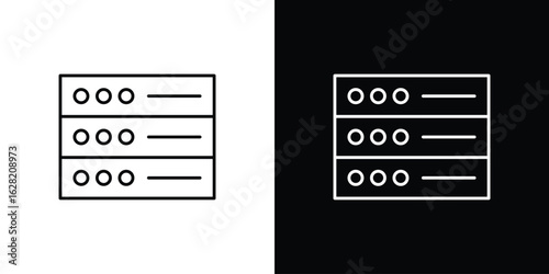 Server rack icon or logo, simple minimal style. outline doodle icon.