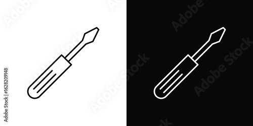 Screwdriver icon or logo, simple minimal style. outline doodle icon.