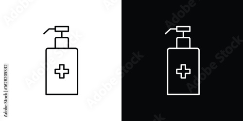 Sanitizer icon or logo, simple minimal style. outline doodle icon.
