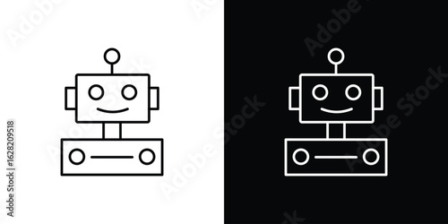 Robot icon or logo, simple minimal style. outline doodle icon.