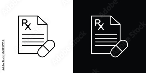 Prescription icon or logo, simple minimal style. outline doodle icon.