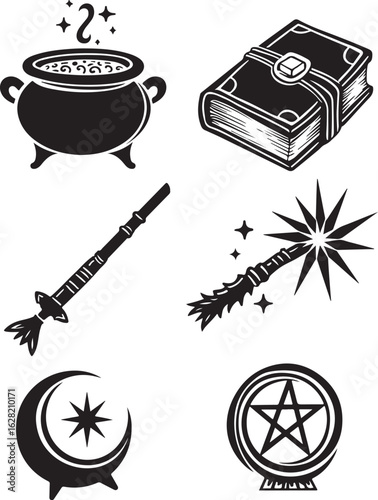 Mystical magic icons for enchanting designs and fantasy themes