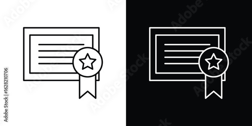 Patented icon or logo, simple minimal style. outline doodle icon.