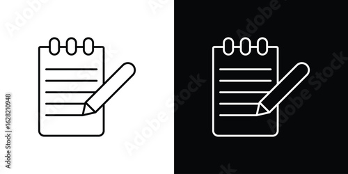 Notebook icon or logo, simple minimal style. outline doodle icon.