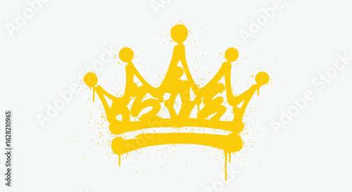 Golden Crown Spray Paint Art on White Background for Royalty and Power