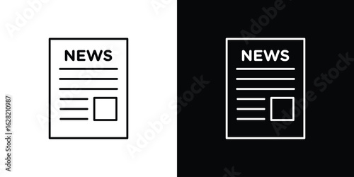 Newspaper icon or logo, simple minimal style. outline doodle icon.