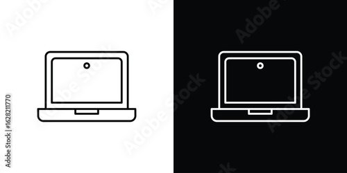 Laptop icon or logo, simple minimal style. outline doodle icon.