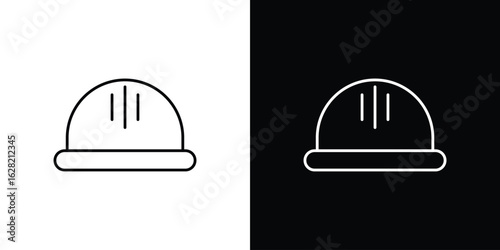 Helmet icon or logo, simple minimal style. outline doodle icon.