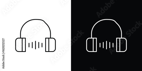 Headphone icon or logo, simple minimal style. outline doodle icon.