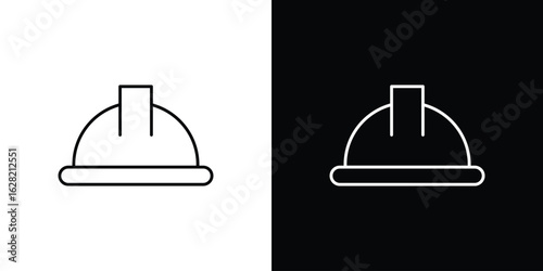 Hard hat icon or logo, simple minimal style. outline doodle icon.