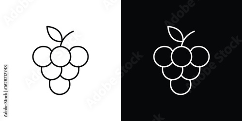 Grapes icon or logo, simple minimal style. outline doodle icon.