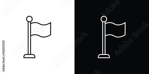 Flag icon or logo, simple minimal style. outline doodle icon.