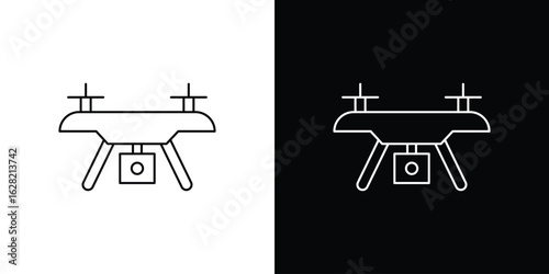 Drone icon or logo, simple minimal style. outline doodle icon.