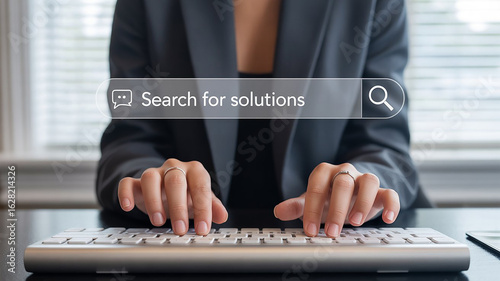 Businesswoman Searching for Solutions Online:  Modern Professional Close-up
