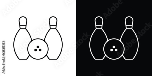 Bowling icon or logo, simple minimal style. outline doodle icon.