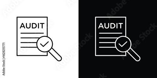 Audit report icon or logo, simple minimal style. outline doodle icon.