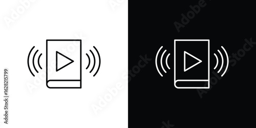 Audiobook icon or logo, simple minimal style. outline doodle icon.