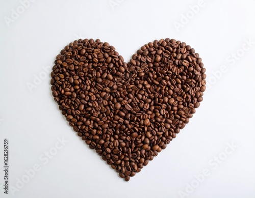 Heart-Shaped Coffee Beans on White Background