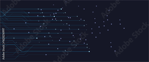 Dark blue network background of dots and lines crossing each other, abstract technological background