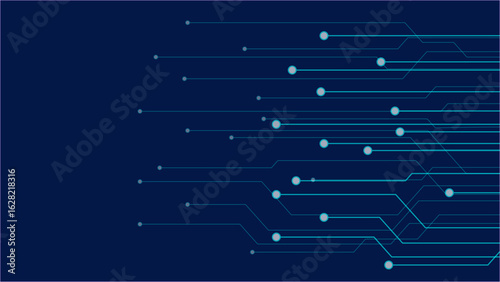 Abstract digital background with circuit line elements in technology blue. Circuit board vector illustration. Tech network bg with text in the center