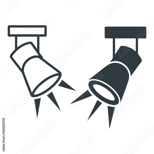 Illumination Spotlight Vector Illustration with Stage Lighting Icon Design for Event Decoration and Studio Lights Concept with Modern Ceiling Lamps