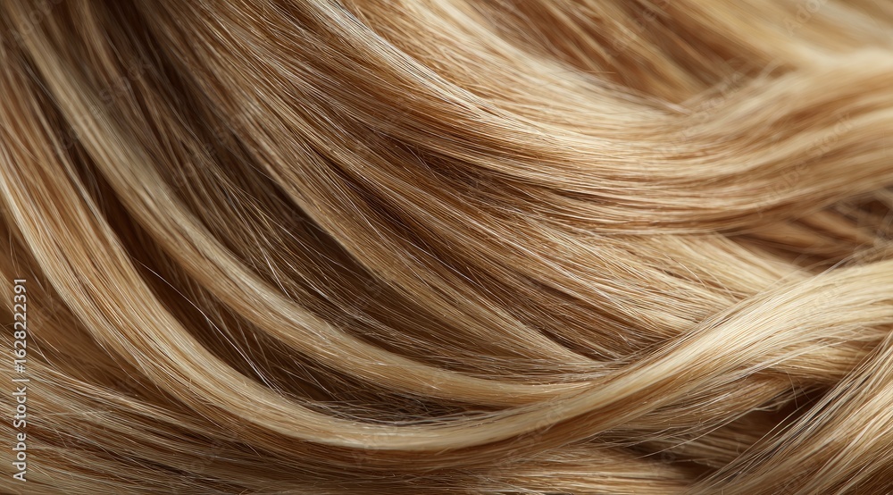 Close-up of light blonde, wavy hair strands Close-up of light blonde, wavy hair strands