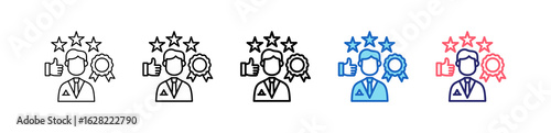 Reputation Icon In 5 Different Styles Set Collection.   