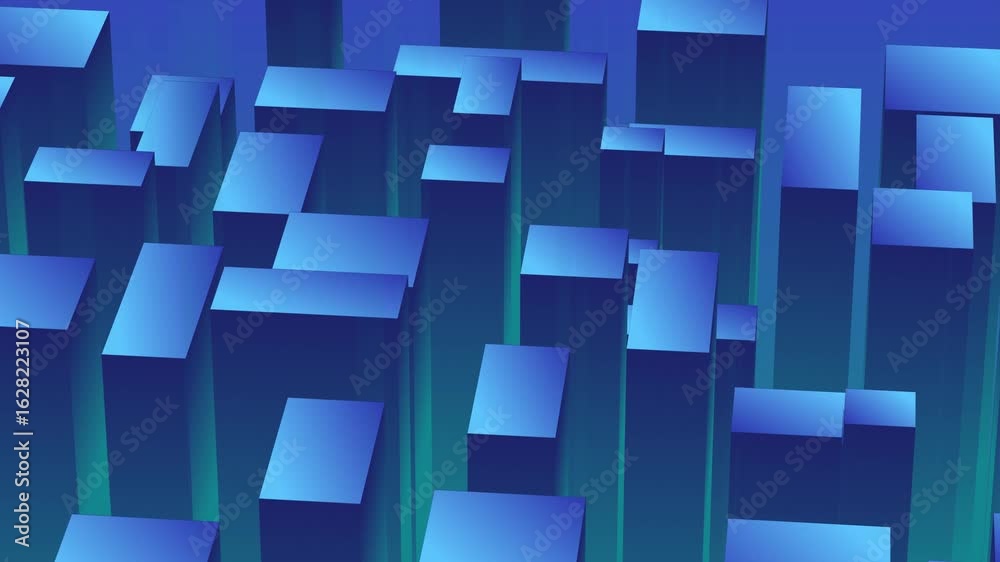 Abstract digital background of a seamless blue geometric cube pattern
