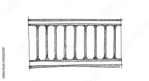 Elegant balcony railing sketch for architectural design and decor inspiration