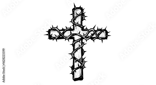 Thorn-covered cross symbolizing sacrifice and faith
