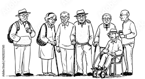 Seniors enjoying a social gathering with canes and companionship